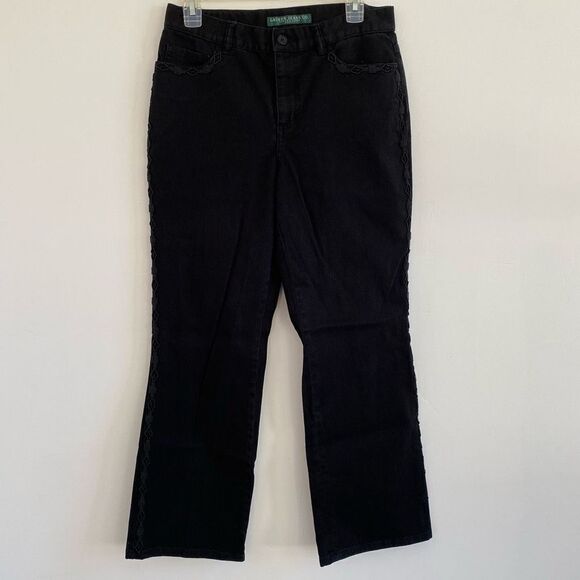 Lauren Ralph Lauren Black Aztec Beaded Jeans - Picture 1 of 5